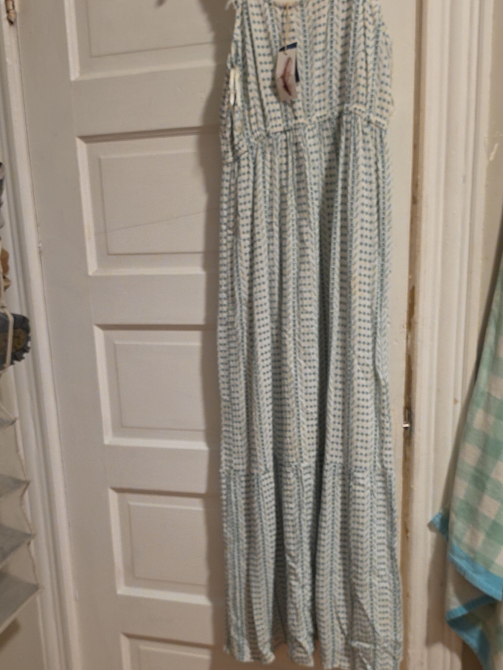 Jessica Simpson Light Blue and White Striped Maxi Dress
